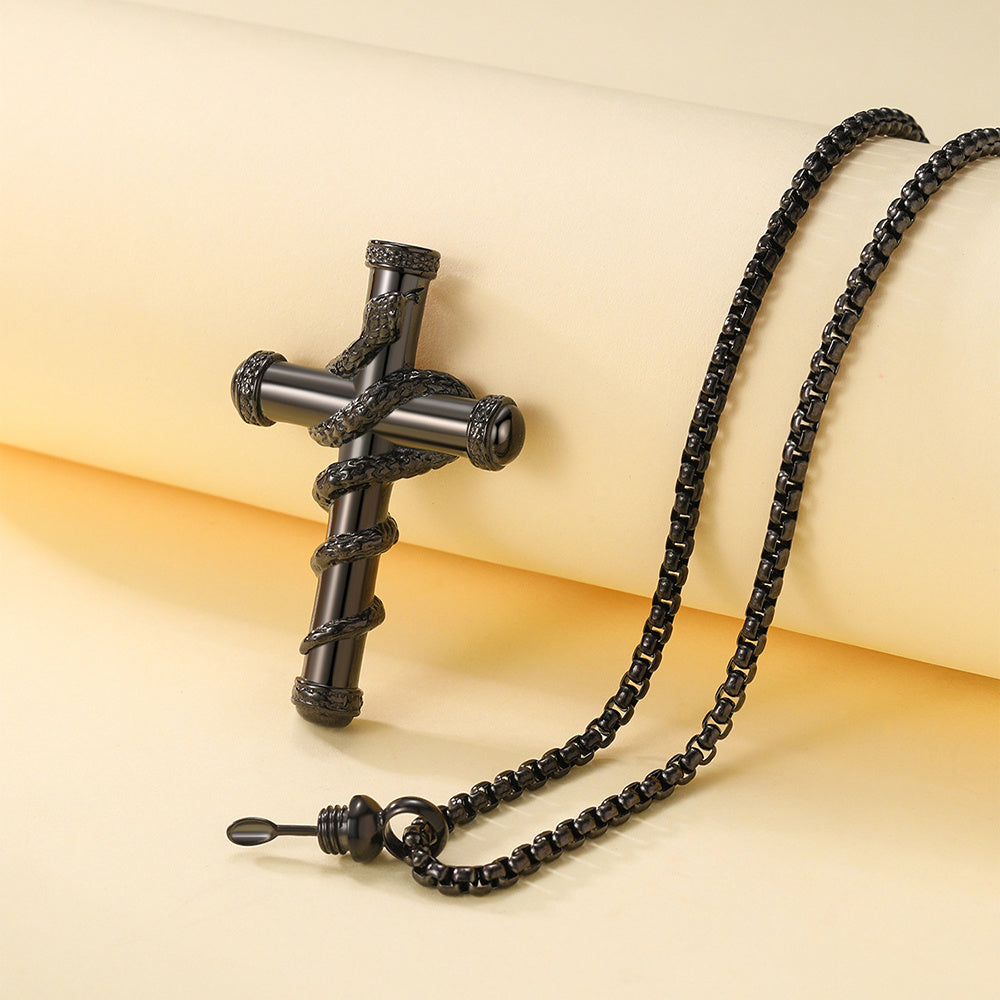 Gold Cross Snake Necklace