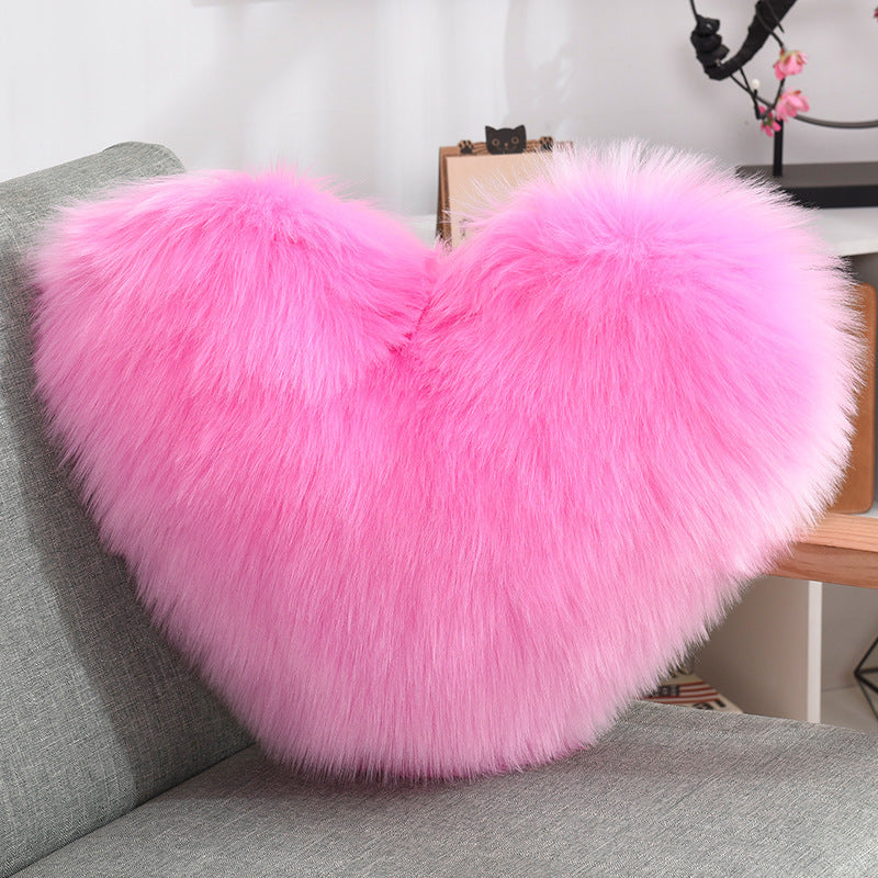 Pillows Heart Shape Fluffy Shaggy Cushion