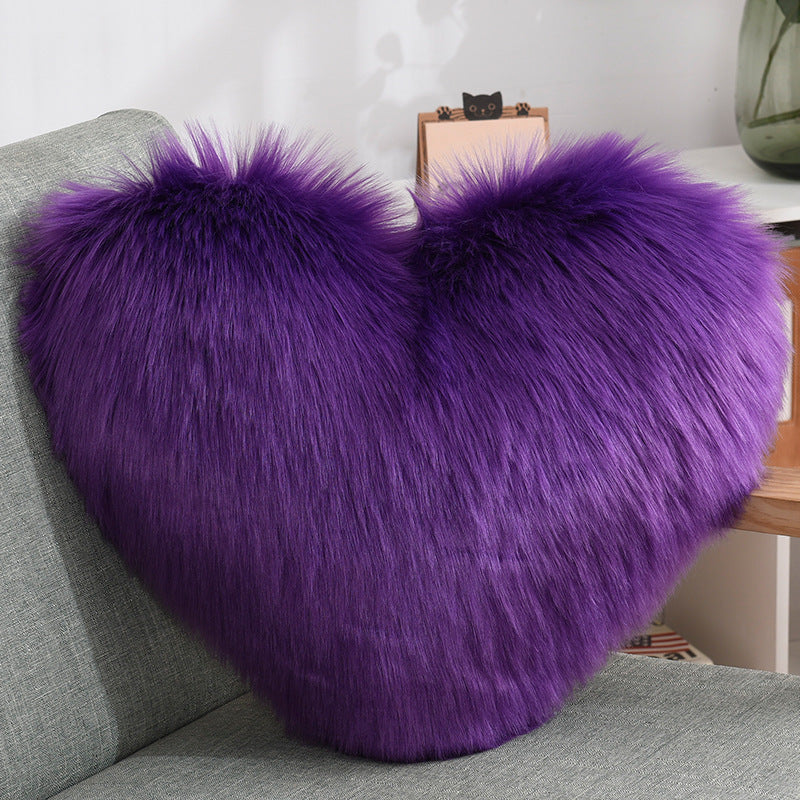 Pillows Heart Shape Fluffy Shaggy Cushion