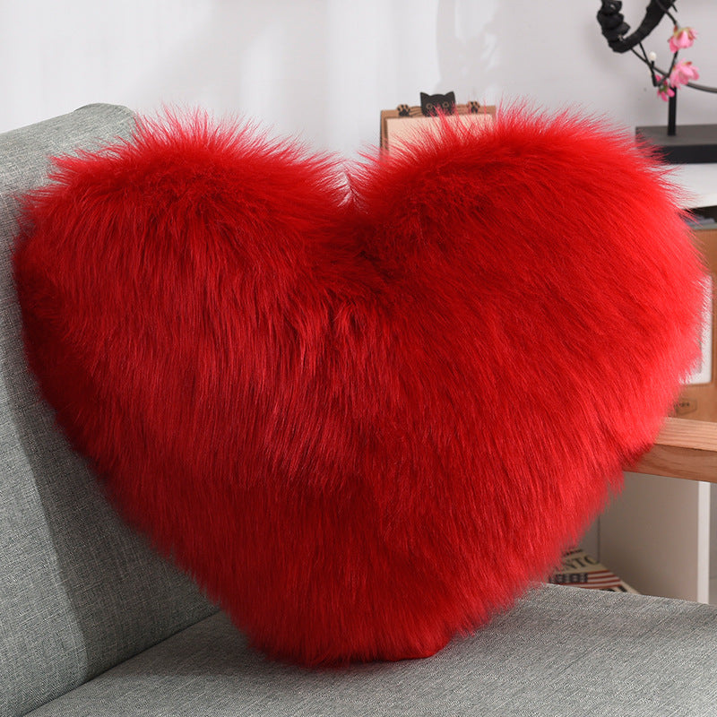 Pillows Heart Shape Fluffy Shaggy Cushion