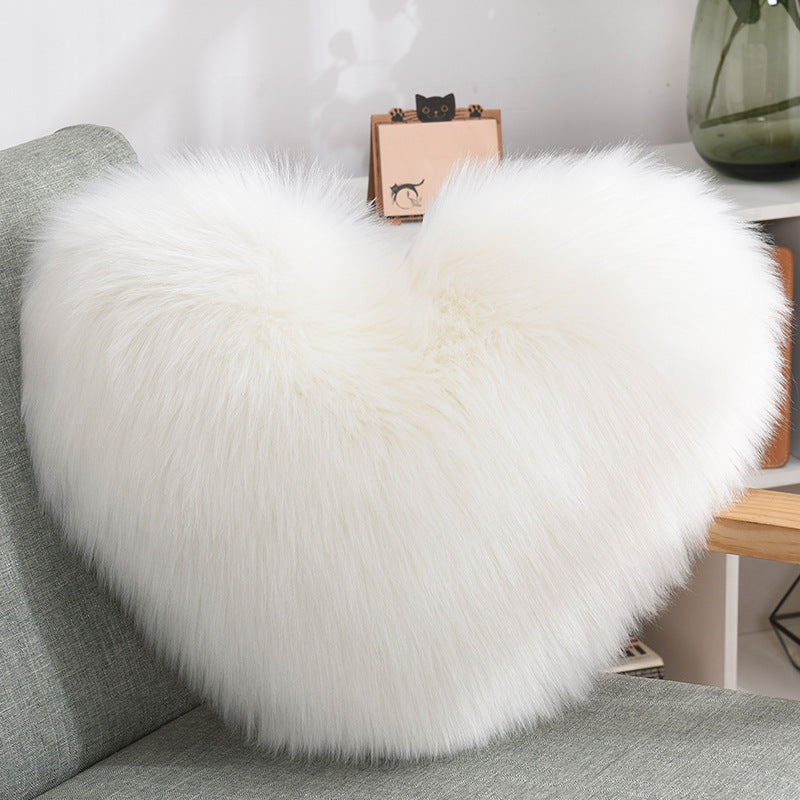 Pillows Heart Shape Fluffy Shaggy Cushion