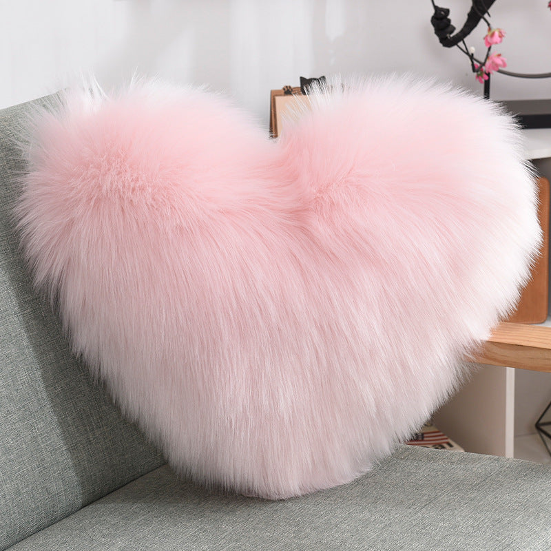 Pillows Heart Shape Fluffy Shaggy Cushion