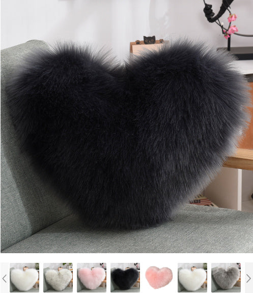 Pillows Heart Shape Fluffy Shaggy Cushion