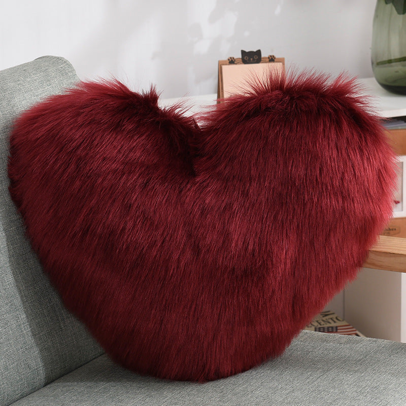 Pillows Heart Shape Fluffy Shaggy Cushion