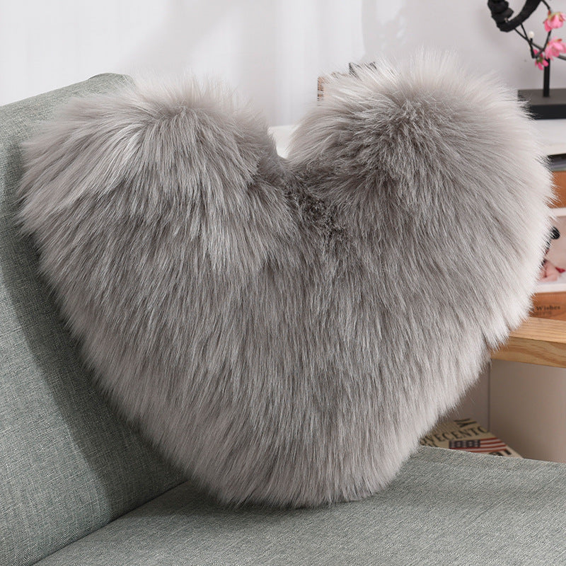 Pillows Heart Shape Fluffy Shaggy Cushion