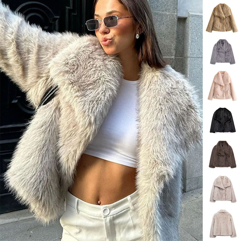 Plush Coat Thicken Lapel