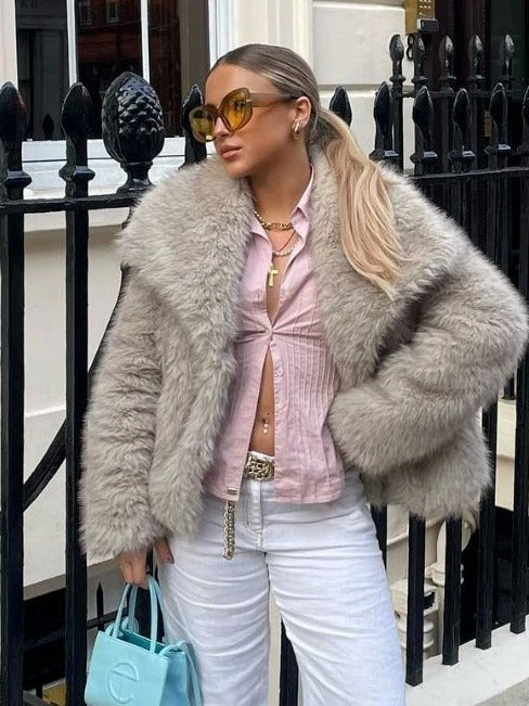 Plush Coat Thicken Lapel